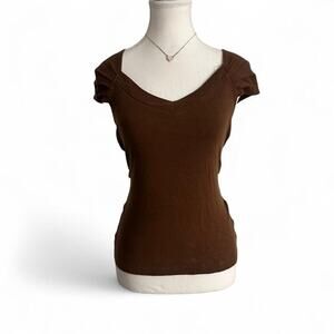 Rafaela Size Small Brown Casual Short Sleeve 100% Cotton Top Size S Full Length